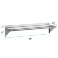 thumbnail image 2 of Stainless Steel Shelf 48"x12" Wall Mounted,Commercial Shelving, Floating Shelving, Metal Shelves, Heavy Duty Storage Rack for Kitchen, Garage and Utility Room, 2 of 6