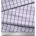 thumbnail image 3 of Soimoi Purple Crepe Silk Fabric Window Pane Check Print Fabric by the Yard 42 Inch Wide, 3 of 3