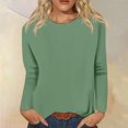 thumbnail image 2 of Timegard Womens Tops Long Sleeve Round Neck Solid Color Basic Tee Fall Casual Comfy Loose Tops Blouse, 2 of 5