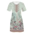 thumbnail image 3 of Robes pour Femmes 2024 Été Surdimensionnée Bord de Mer Décontractée Imprimée à Manches Courtes à Col Rond Robe Rabais de 50 % Liquidation!, 3 of 4