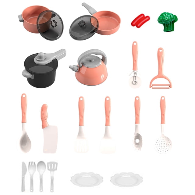 TACILIP Toddler Toys, 22pc Kids Play Kitchen Set Pretend Cutting Toy with Realistic Safe Dishes Utensils and Cookware Educational Toy for Toddlers Children, Birthday Gifts