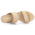 thumbnail image 4 of BLISSFUL STEP Women's Dual Straps Mid Chunky Heel Slide Sandals, 4 of 7
