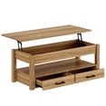 thumbnail image 4 of GUNAITO Table Basse à Plateau Relevable avec 2 Tiroirs, Table Basse Convertible en Bois Brun Pâle avec Rangement pour Salon, Table Centrale, 42 Pouces, 4 of 8