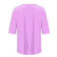 thumbnail image 5 of CFLVAEK T-Shirts Classiques à Manches 1/2 pour Femmes Grande Taille, Col Rond Décontracté, Blouse Unie, T-Shirts Confortables pour Dames 2025, Hauts de Sortie, 5 of 5