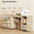 thumbnail image 3 of CoSoTower Sewing Machine Table with Drop Leaf, Folding Craft Table with 2 Doors and Adjustable Shelf for Small Spaces, Natural, 3 of 7