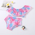 thumbnail image 4 of LSLJS Toddler Baby Girls Tie-Dye Ruffle Swimwear One Shoulder Bathing Suit Bikini Set, Baby Swimwear, 4 of 9