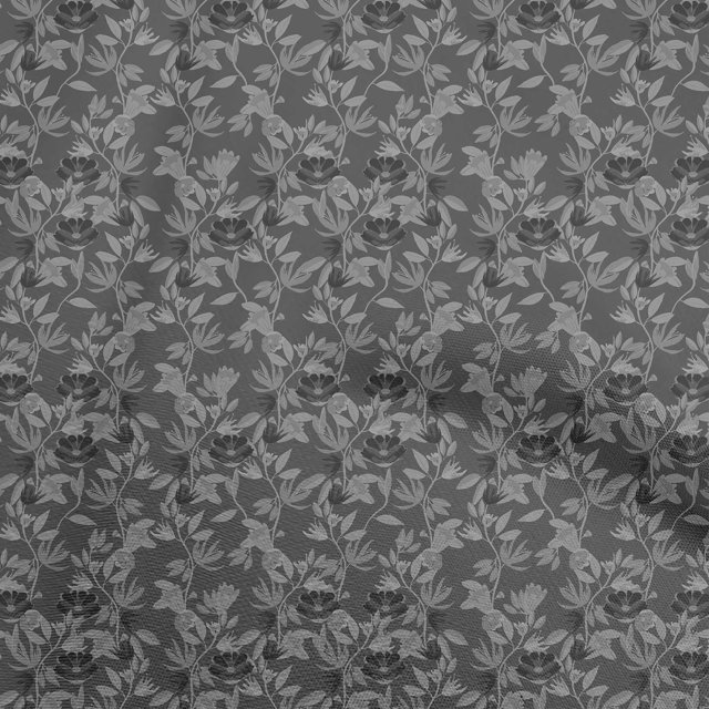 oneOone Coton Flex Gris Tissu Floral Tissu pour Robe Tissu Imprimé Tissu au Mètre 40 Pouces de Large