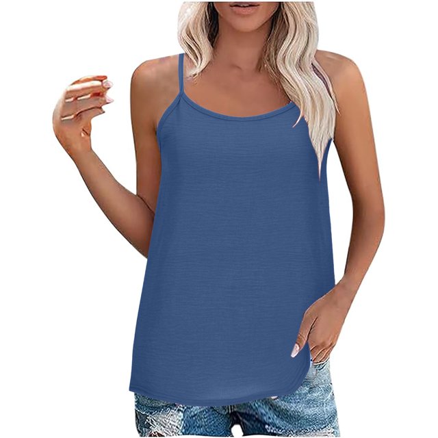 Yuyuzo Camisoles Débardeurs pour Femmes Sans Manches Hauts de Sortie Encolure Carrée Camis Décontractés Amples T-Shirts Tees