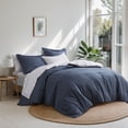 thumbnail image 2 of Regency Heights 7-Piece Queen Bed in a Bag Set, Reversible Comforter with Sheet Set and Shams, Navy Blue, Solid Color, 2 of 12