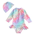 thumbnail image 1 of Luvoko Toddler Baby Girls' Long Sleeve Rash Guard Swimsuit With Leopard Print & Ruffle Trim UPF 50+ 1PC Beachwear Kids Two Piece Bathing Suits Kids Swimsuit Sewing Pattern Girls Shorts 14 Guard, 1 of 6