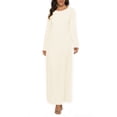 thumbnail image 2 of YONGHS Robe Maxi Abaya pour Femmes Musulmanes une Pièce à Manches Longues Robes de Prière Islamiques Robe Caftan Arabe Couleur Chair L-TG, 2 of 5