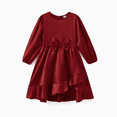 thumbnail image 2 of PatPat Tenues Assorties Rouges pour la Famille Robe en Satin Soyeux à Longues Manches Bouffantes Ou Chemise à Carreaux, 2 of 5