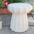 thumbnail image 1 of Catalina Tabouret de Jardin Rond en Céramique à Bords Festonnés, Blanc Antique, 1 of 3