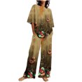 thumbnail image 1 of Hauts à Manches Courtes pour Femmes Costume d'Été Mode Short Imprimé Pantalons Colorés Costume Décontracté Deux Pièces Hauts à Manches Courtes pour Femmes Hauts d'Été pour Femmes avec Manches, 1 of 6