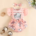 thumbnail image 2 of Birdeem 1-18M Infant Toddler Baby Girl Ruffled Print Top with Straps Shorts and Headband Set, 2 of 9