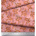 thumbnail image 2 of Soimoi Orange polyester Crepe Fabric Leaves,White Floral & Snake Reptile Decor Fabric Printed BTY 52 Inch Wide, 2 of 3