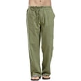 thumbnail image 1 of MAWCLOS Mens Pants Drawstring Trousers Solid Color Bottoms Leisure Summer Elastic Waist Loungewear Green L, 1 of 2