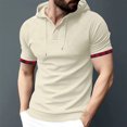 thumbnail image 2 of Birdeem Chemise pour Hommes, Manches Courtes, à Capuche, Décontractée, Sportive, 2 of 12