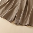 thumbnail image 4 of Diufon Elastic Ruffle Waist Shorts for Women Cotton Linen Pleated Shorts Pockets Solid Color Button Shorts, 4 of 7