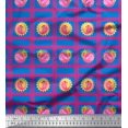 thumbnail image 1 of Soimoi Blue Poly Georgette Fabric Geometric & Flamingo Bird Print Fabric by the Yard 52 Inch Wide, 1 of 3