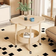 Compact Bedside Table with Wheels, Small Nightstand for Bedroom, Space Saving Side Table for Living Room, Easy Assembly Plastic Portable End Table, Sturdy Home Furniture for Apartments and Dorms