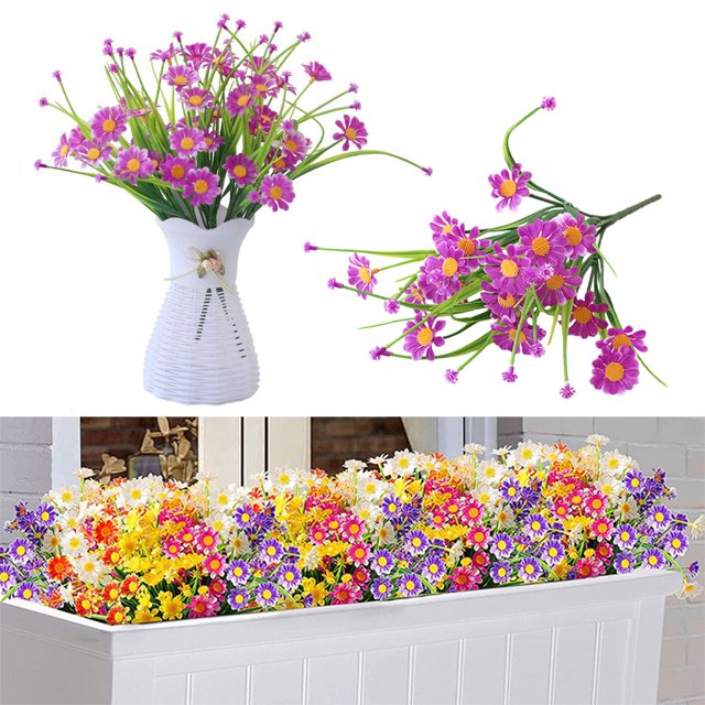 Baohd 5pcs/set Arrangement de Fleurs Artificielles Réalistes Entretien Bas et 1Set Blanc Réaliste