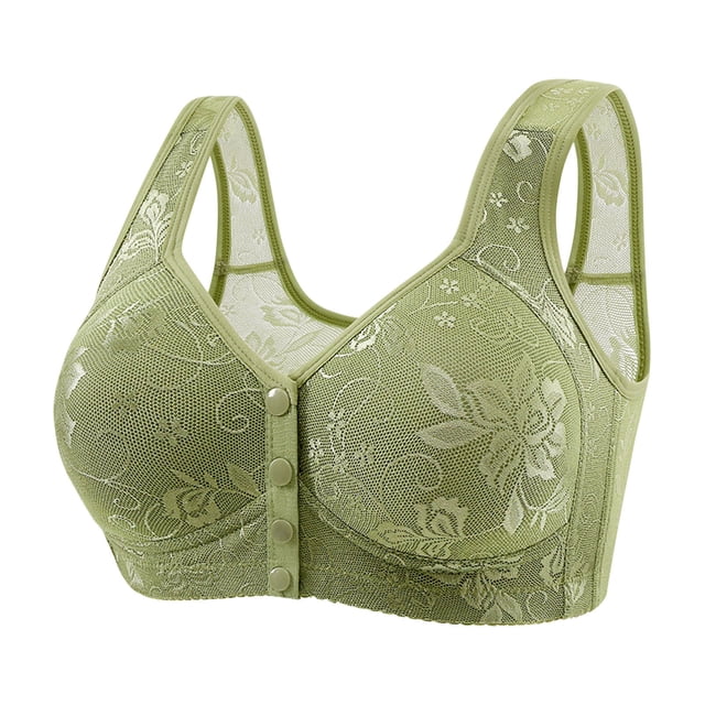 biudgviw Front Close Bras for Women Plus Size Wirefree Supportive Lace Full Coverage Bras Comfort Everyday Bralettes