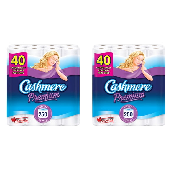 Cashmere Papier Hygiénique Doux et Épais de Qualité Supérieure, Hypoallergénique et Sécuritaire pour Fosses Septiques, Lot de 80
