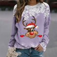 thumbnail image 2 of Femmes Pulls- Pull- Épaule Drop Col Rond Manches Longues Noël Tricot Sweat-Shirts Floraux Décontractés Tops pour Automne/printemps/hiver Rouge L, 2 of 7