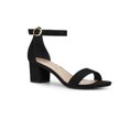 thumbnail image 1 of BLISSFUL STEP Women's Open Toe Ankle Strap Block Heel Sandals Black 6, 1 of 7