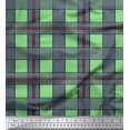 thumbnail image 1 of Soimoi Green Rayon Crepe Fabric Check Check Print Sewing Fabric Yard 46 Inch Wide, 1 of 5