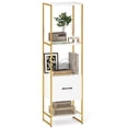 thumbnail image 1 of Costway 5-Tier Bookshelf with 4 Open Shelves Storage Drawer Modern Book Storage Organizer White, 1 of 9