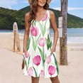 thumbnail image 1 of Ovzne Robes pour Femmes 2025 Robe Mode d'Été pour Femmes avec Poches Imprimée Sans Manches à Col en V Robe pour Femmes Imprimée Liquidation, 1 of 5