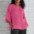 thumbnail image 1 of Blouses, Hauts et T-Shirts pour Femmes Grande Taille en Liquidation Femmes Dames Manches Raccourcies Col Rond Coton Chemise Ample Blouse, 1 of 7