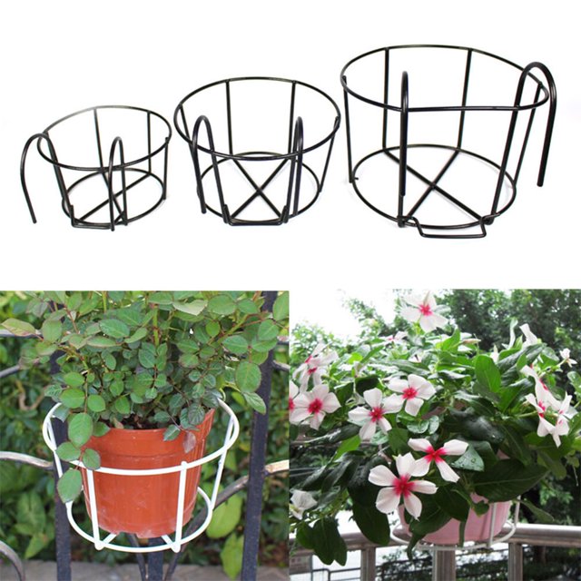 Pot de Fleurs Panier Support Fer Balcon Jardinière Décoration Maison