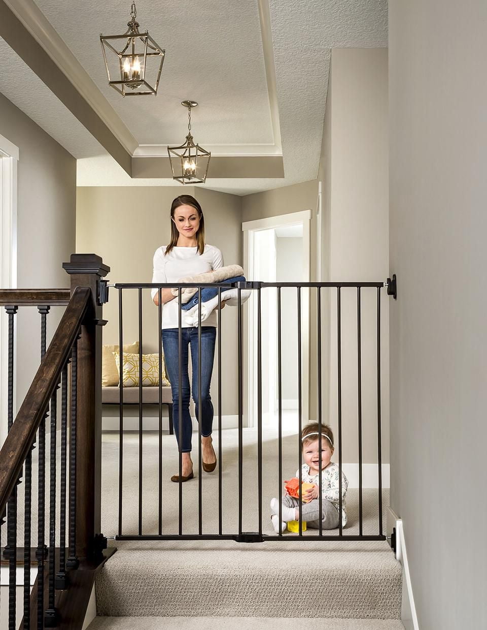 Regalo Extra Tall Top Of Stairs Metal Safety Gate, Black