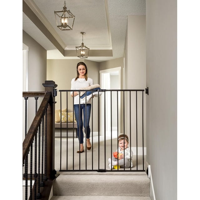 Regalo Extra Tall Top Of Stairs Metal Safety Gate, Black