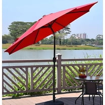 apex 9 patio umbrella GARDEN ft Outdoor Table Umbrella, Dual Color Canopy, Push Button Tilt & Crank Lift, UV Resistant Market for Deck, Backyard & Garden (Oasis Green) Patio, Lawn 9 FT Diameter Apex Garden Dual Color 9
