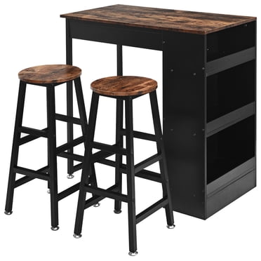 Costway Ensemble de Bar 3 Pcs, Ensemble de Table de Salle à Manger Industriel Hauteur Comptoir avec Rangement