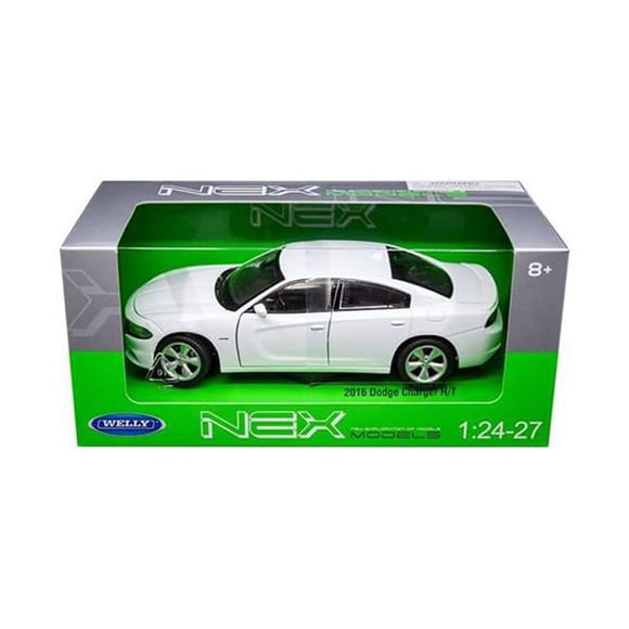 Welly 24079W 2016 Dodge Charger en Caoutchouc avec Pneu 1 par 24 - Voiture Modèle Moulée sous Pression 1 par 27 - Blanc