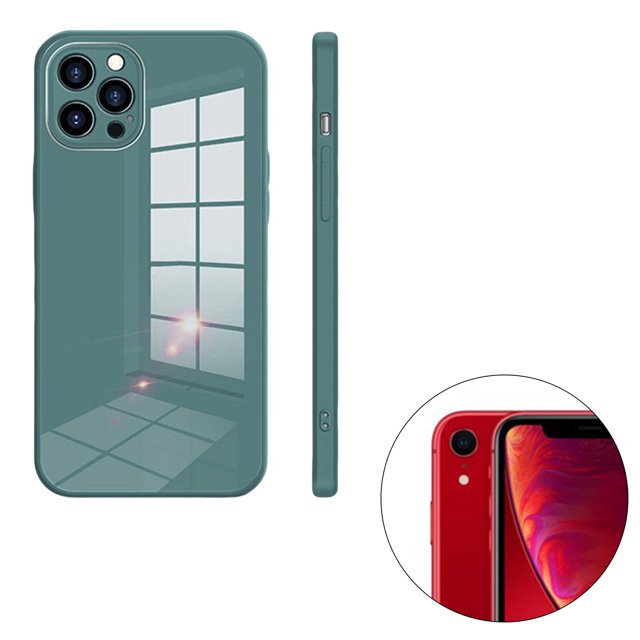 ziyahi Glass Back Phone Covers with Solid Color Full Rugged Bumper Anti-Slip Design for Iphone 7P/8P/7/8/XS Max/XR/X/XS