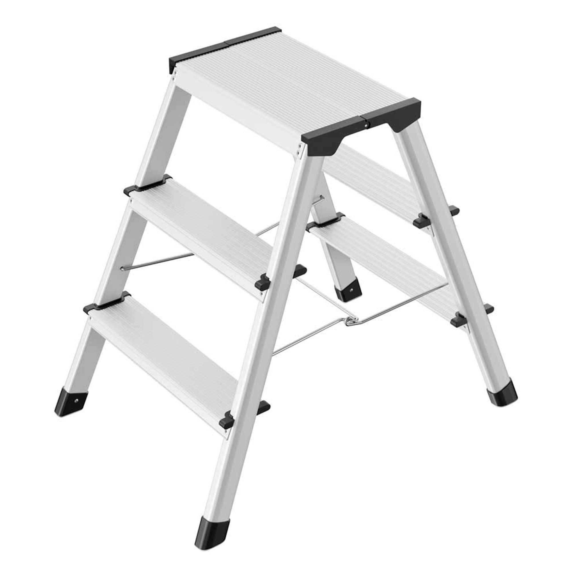 Hailo Folding Step Stool, Dual Sided 3 Step Ladder for Home & Kitchen, D60