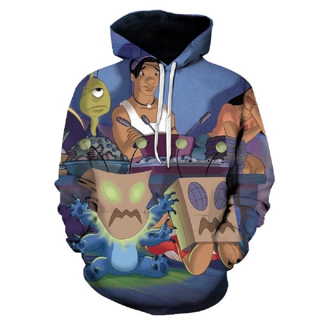 Vestes à Capuche Stich Imprimées 3D Anime Chandail à Capuche Chandail en Molleton