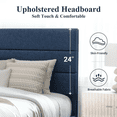thumbnail image 3 of Allewie Queen Size Platform Bed Frame with Fabric Upholstered Headboard, Navy Blue, 3 of 7