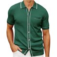 thumbnail image 1 of Chemises pour Hommes Mode Masculine Tricot Décontracté Couleur Unie Manches Courtes Col Rabattu Blouse Chemise, 1 of 6