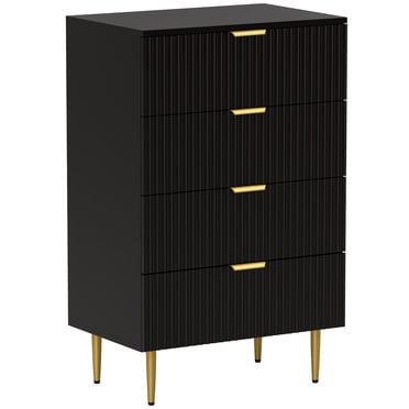 HOMCOM 4 Drawer Dresser for Bedroom Chest of Drawers Gold Handles and Legs