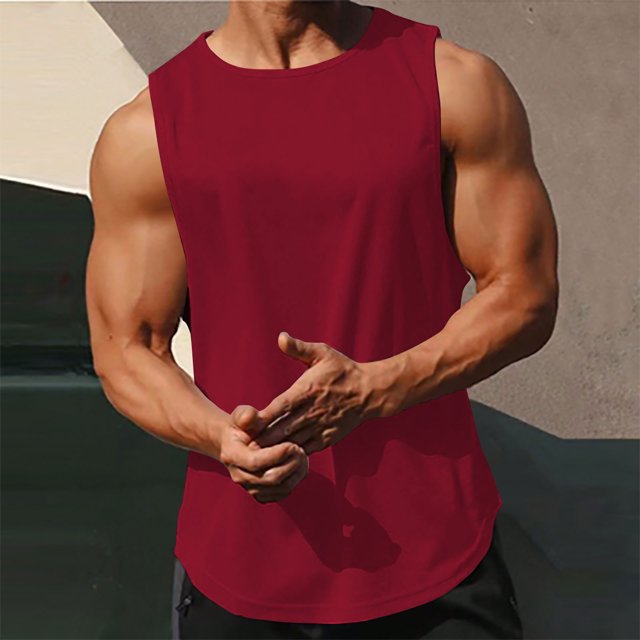 EOYWHK Men's Tank Tops Quick Drying Breathable Solid Color Muscle Shirts Sleeveless Crew Neck Lounge Tops for Gym Fitness