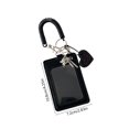 thumbnail image 3 of Black Card Holder with Elastic Coil Strap, Leather, Double Card Slots, Clear Window, Compact ID Badge Case for Students and Office Use, 3 of 6