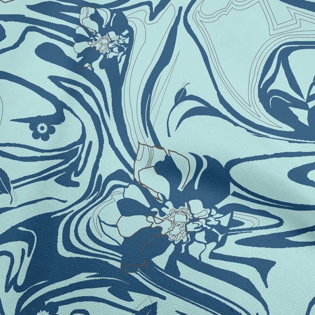 oneOone Georgette Viscose Teal Blue Fabric Abstracts Craft Projects Decor Fabric Printed By The Yard 42 Inch Wide