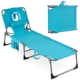 thumbnail image 1 of Costway Outdoor Beach Lounge Chair Folding Chaise Lounge with Pillow Turquoise, 1 of 9